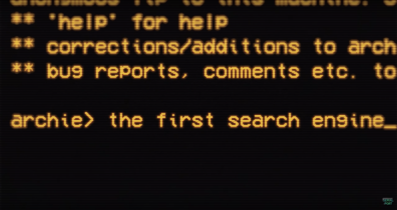 Screenshot from The Serial Port's Archie project showing an Archie prompt with orange text on a black screen.