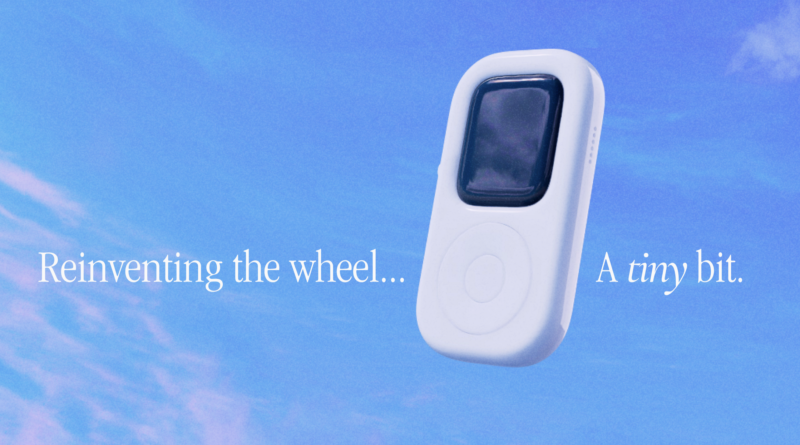 Image of a TinyPod, with text in an Apple-evoking font reading 