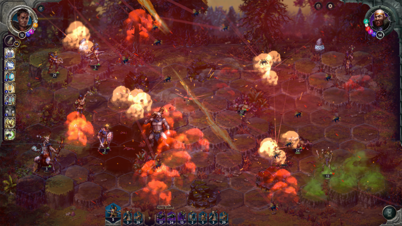 Hexagonal battlefield covered in fire and magma.