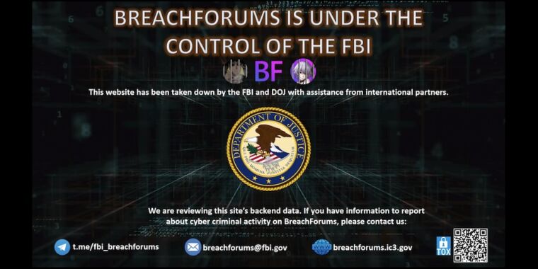 BreachForums, a web based bazaar for stolen knowledge, seized by FBI