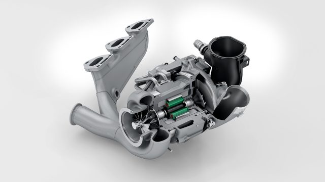 A Porsche 911 GTS electric turbocharger