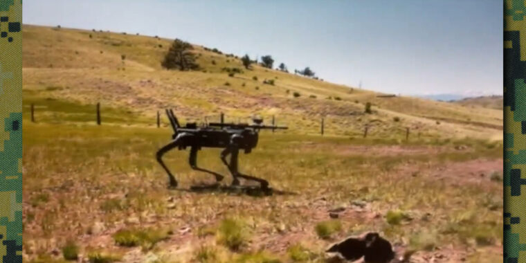 photo of Robot dogs armed with AI-targeting rifles undergo US Marines Special Ops evaluation image