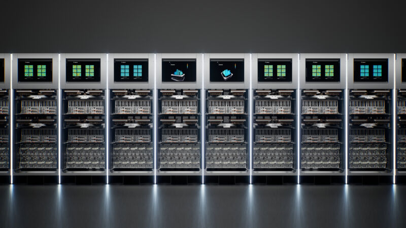 A row of server racks