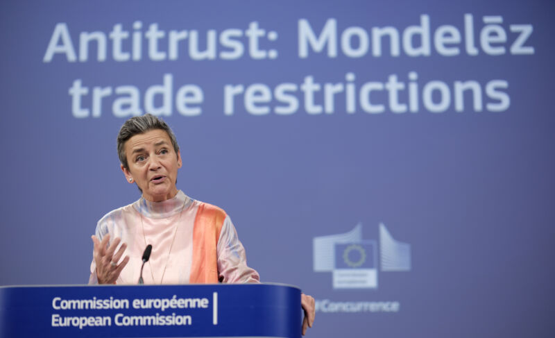EU competition chief Margrethe Vestager said the bloc was looking into practices that could in effect lead to a company controlling a greater share of the AI market.