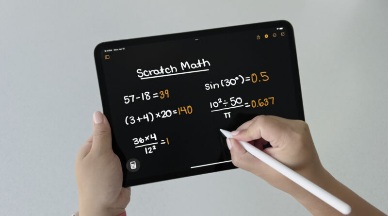 The Math Notes feature on iPadOS