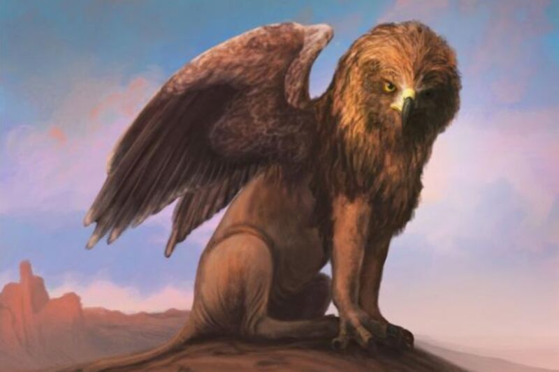 Painting of a griffin, a lion-raptor chimaera