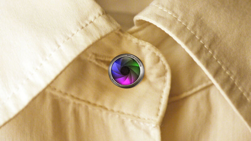 A photo illustration of what a shirt-button camera <em>could</em> look like. 