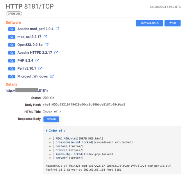 TellYouThePass 勒索软件感染的 PHP 服务器的输出。