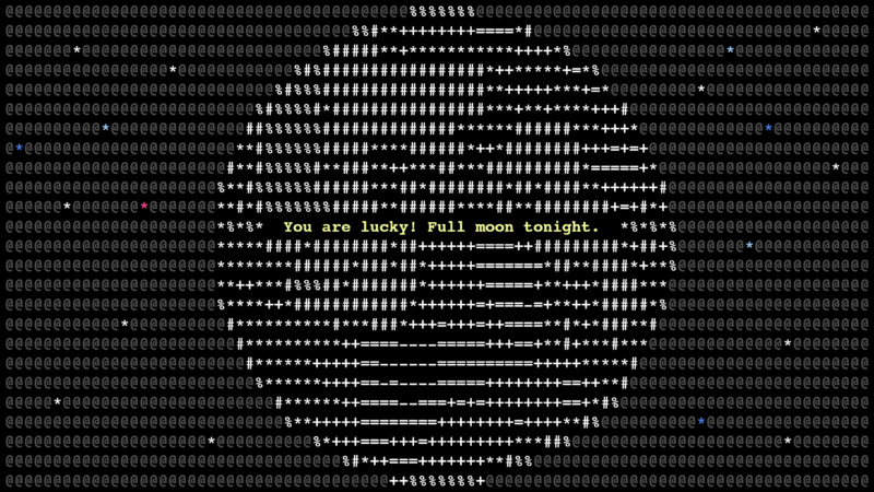Moon rendered in ASCII text, with 