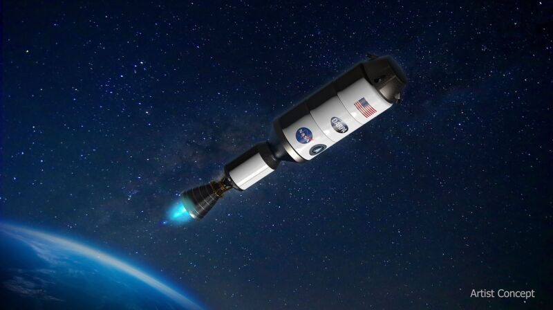 Artist concept of the Demonstration for Rocket to Agile Cislunar Operations (DRACO) spacecraft.