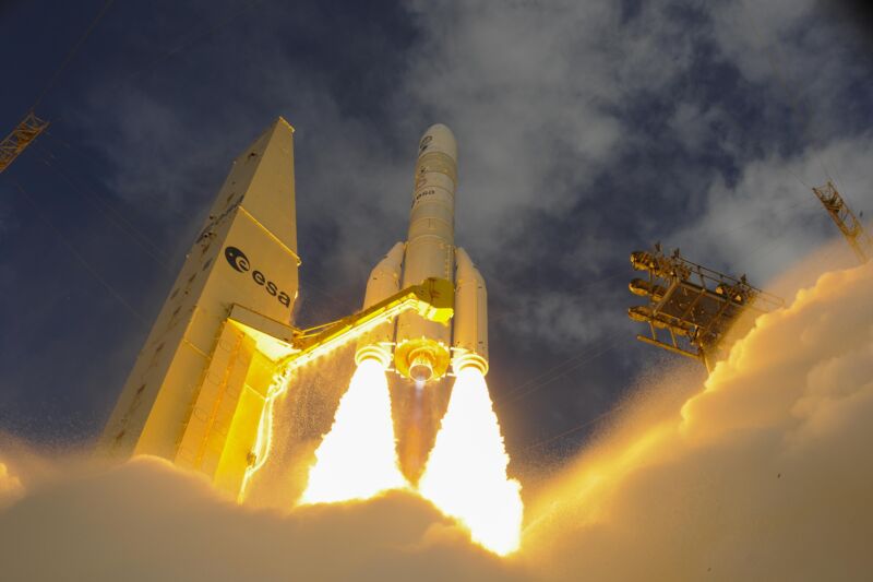 The Ariane 6 rocket takes flight for the first time on July 9, 2024.