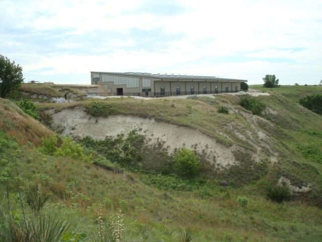 The Rhino Barn protects the fossil bed from the elements.