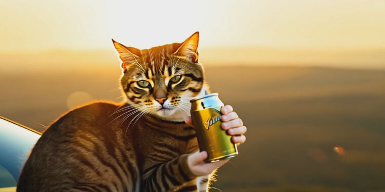 Hicimos que un gato bebiera una cerveza con el generador de videos de IA de Runway y le brotaron manos