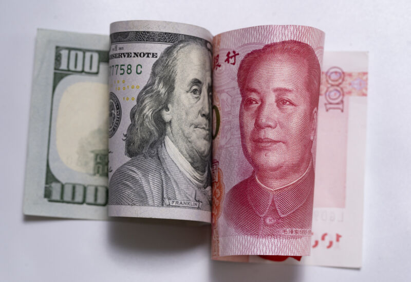China money RMB and USA USD