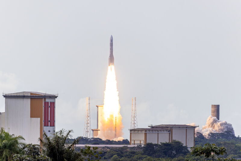 Europe's first Ariane 6 rocket lifts off from a new launch pad in Kourou, French Guiana.