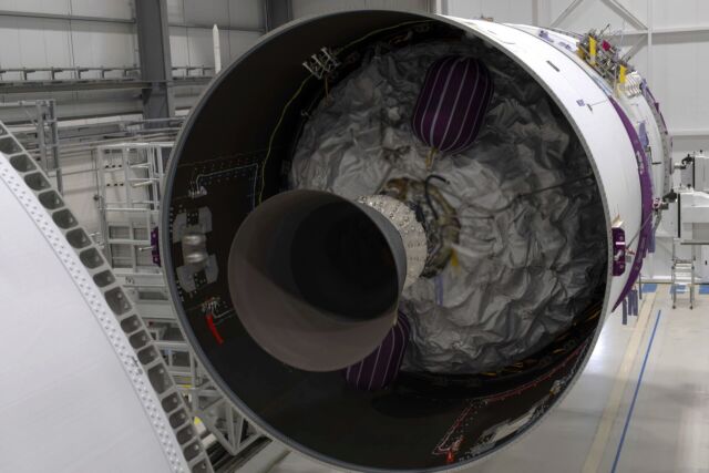 The Vinci engine on the Ariane 6 rocket's upper stage, just before it was attached to the launcher's main stage.