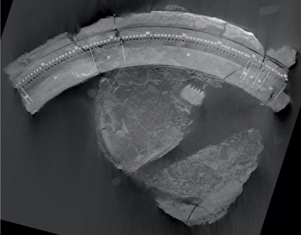 Fragment C, composite CT image of holes.