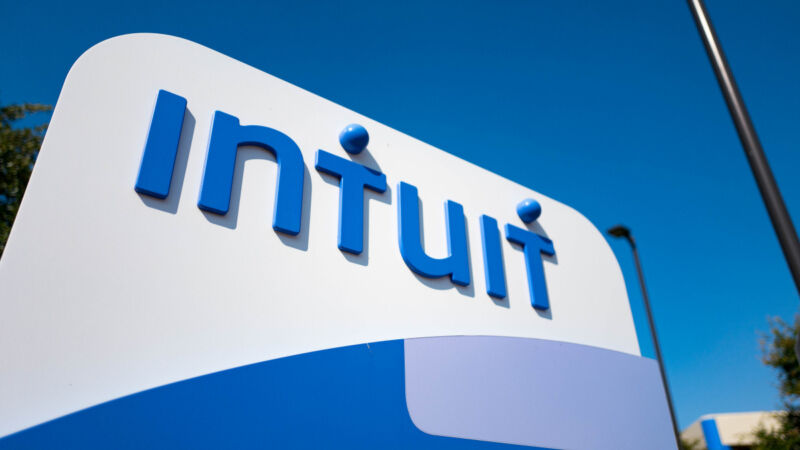 Signage for financial software company Intuit at the company's headquarters in the Silicon Valley town of Mountain View, California, August 24, 2016.