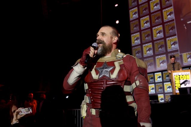 David Harbor in costume on stage for Thunderbolts announcement