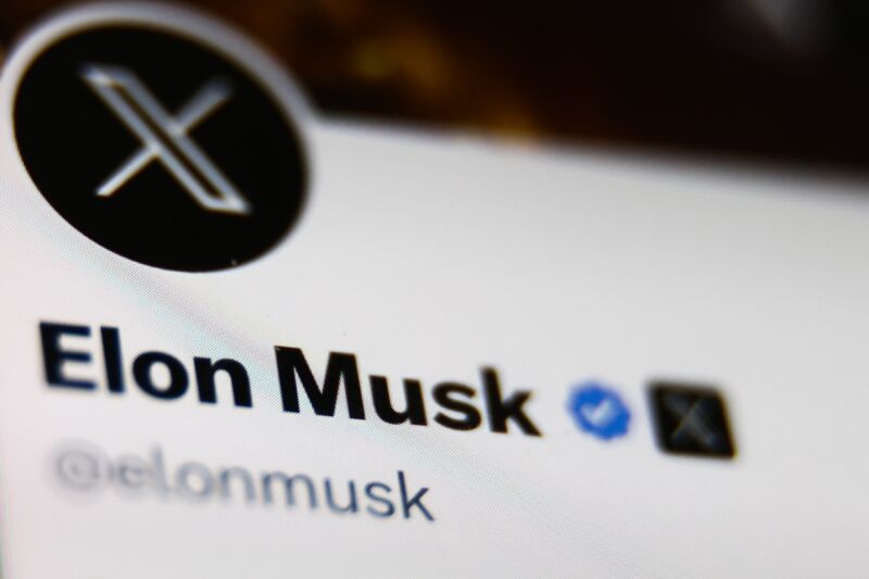 Elon Musk's X account profile displayed on a phone screen