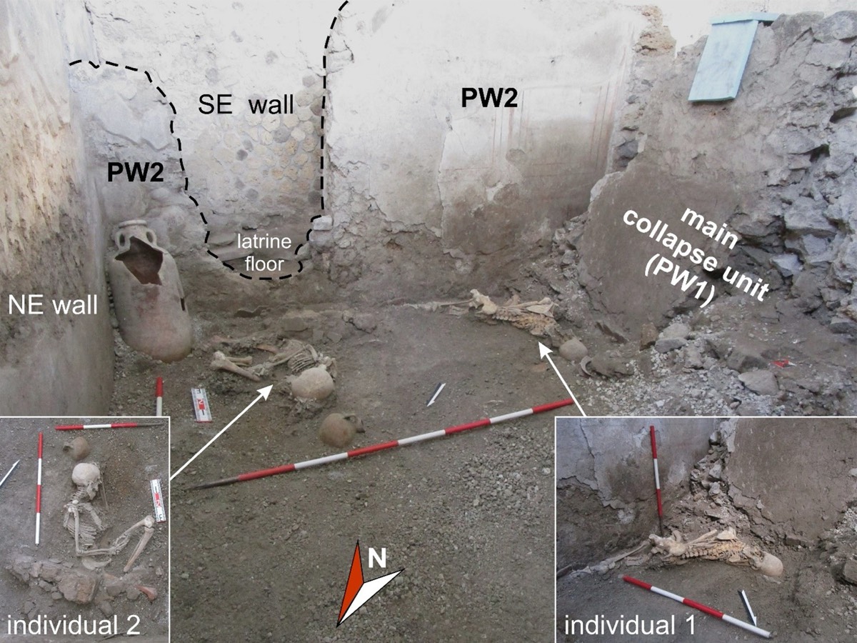 Location of the skeletons found in room A. Image: Pompeii Archaeological Park.