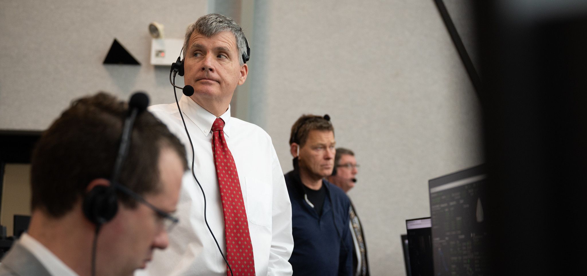 Steve Stich, manager of NASA's commercial crew program, inside the launch control center at Kennedy Space Center in May 2020.