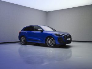 Blue Audi SQ5 in a studio