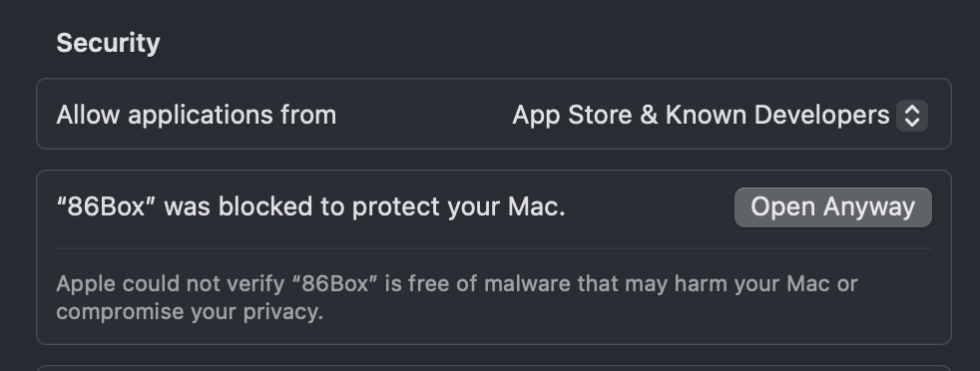 The section of the Settings app where you'll need to go in macOS Sequoia to allow unsigned apps to run. 