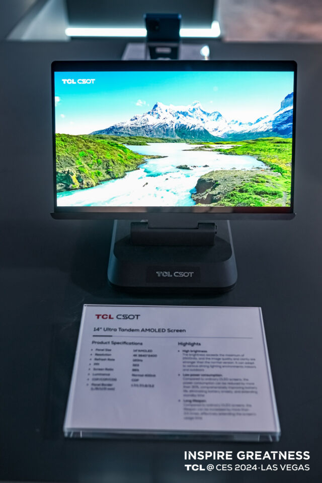 TCL CSOT demoed a Tandem OLED display in January. 