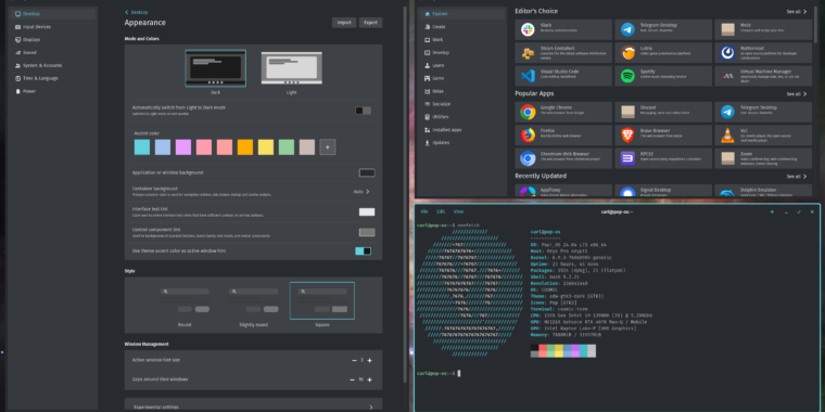 Anda dapat mencoba Cosmic dari System76, desktop Linux baru