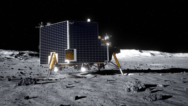 Artist's concept of Astrobotic's Griffin lander on the Moon.