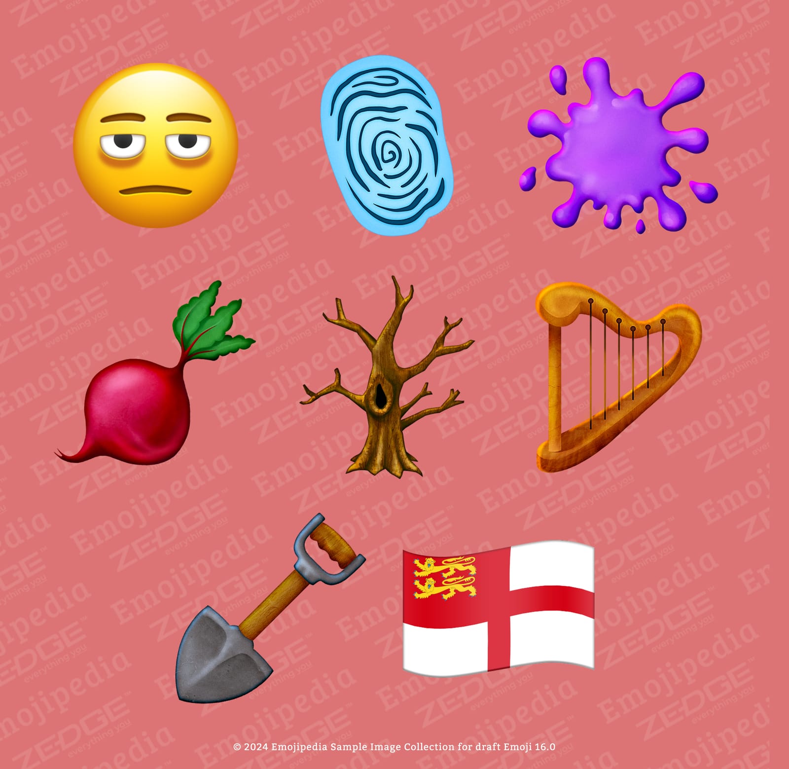 Emojipedia sample images of the new Unicode 16.0 emoji.