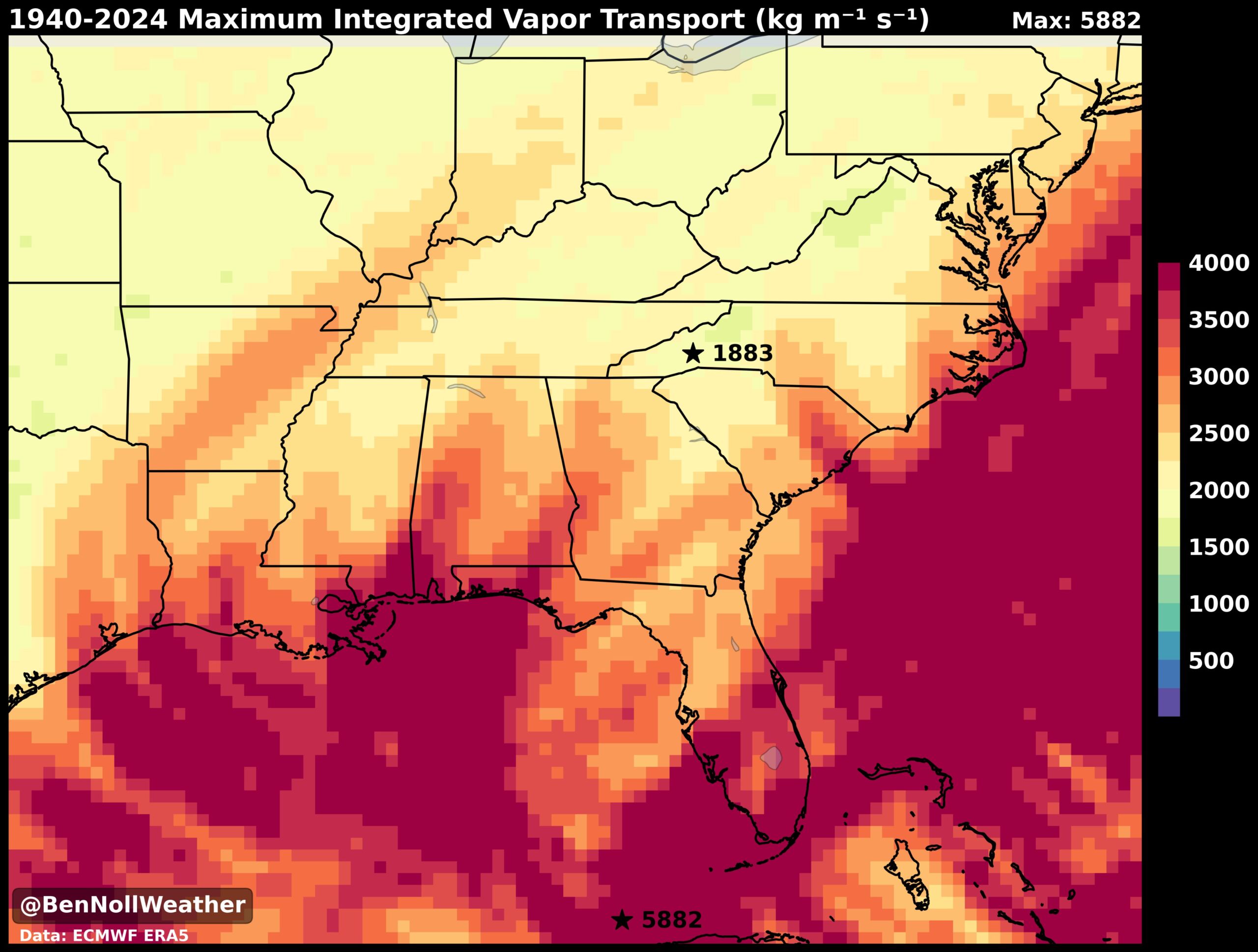 Helene appears to have set records for moisture transported into North Carolina. 