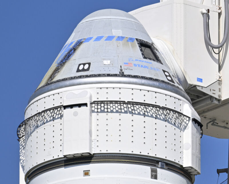 Boeing's Starliner spacecraft sits atop a United Launch Alliance Atlas V rocket before liftoff in June to start the Crew Flight Test.