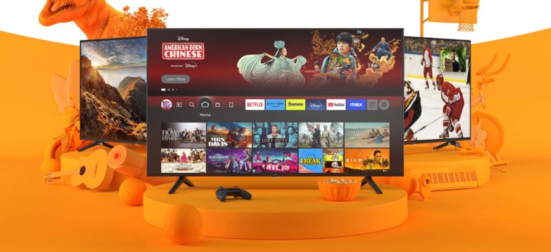 A promotional image for Amazon's 4-Series Fire TVs.