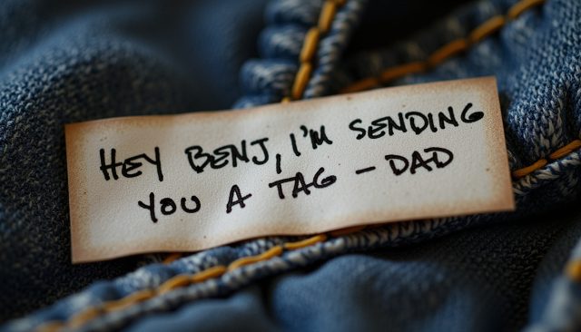 An AI-generated image using Flux and "Dad's Uppercase."