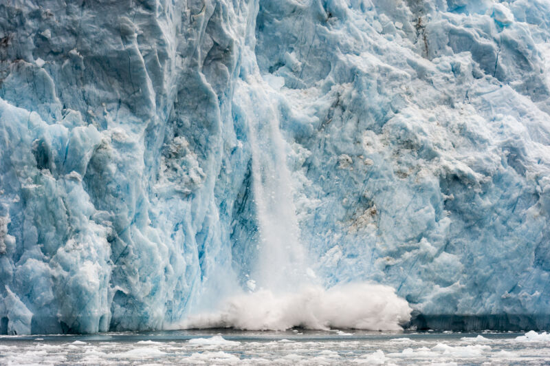 Ice calving from a glacier