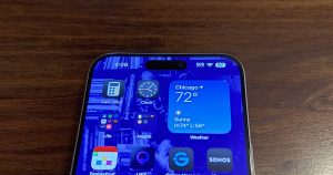 A black oval at the top of an iPhone screen