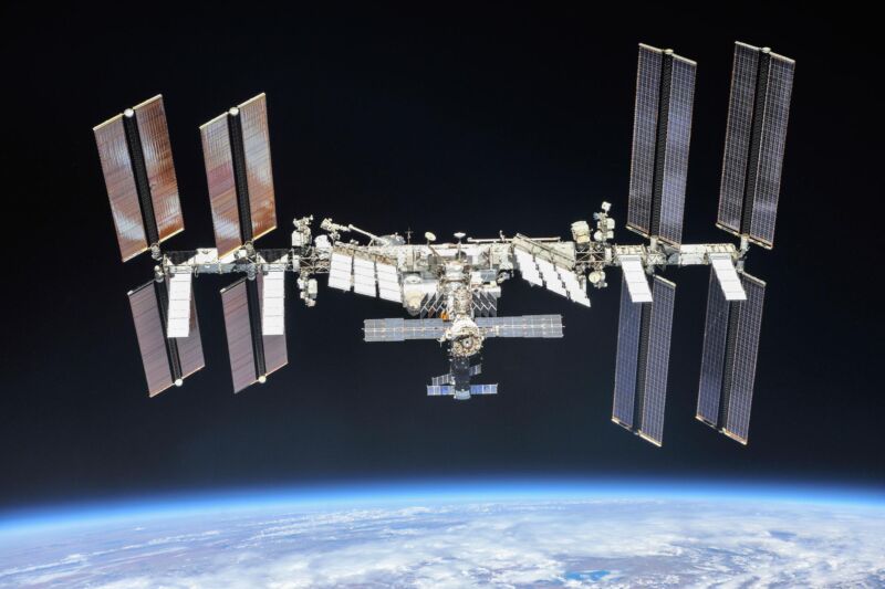 An image of the International⁤ Space Station⁣ taken by a crew member aboard a Soyuz‌ vehicle.