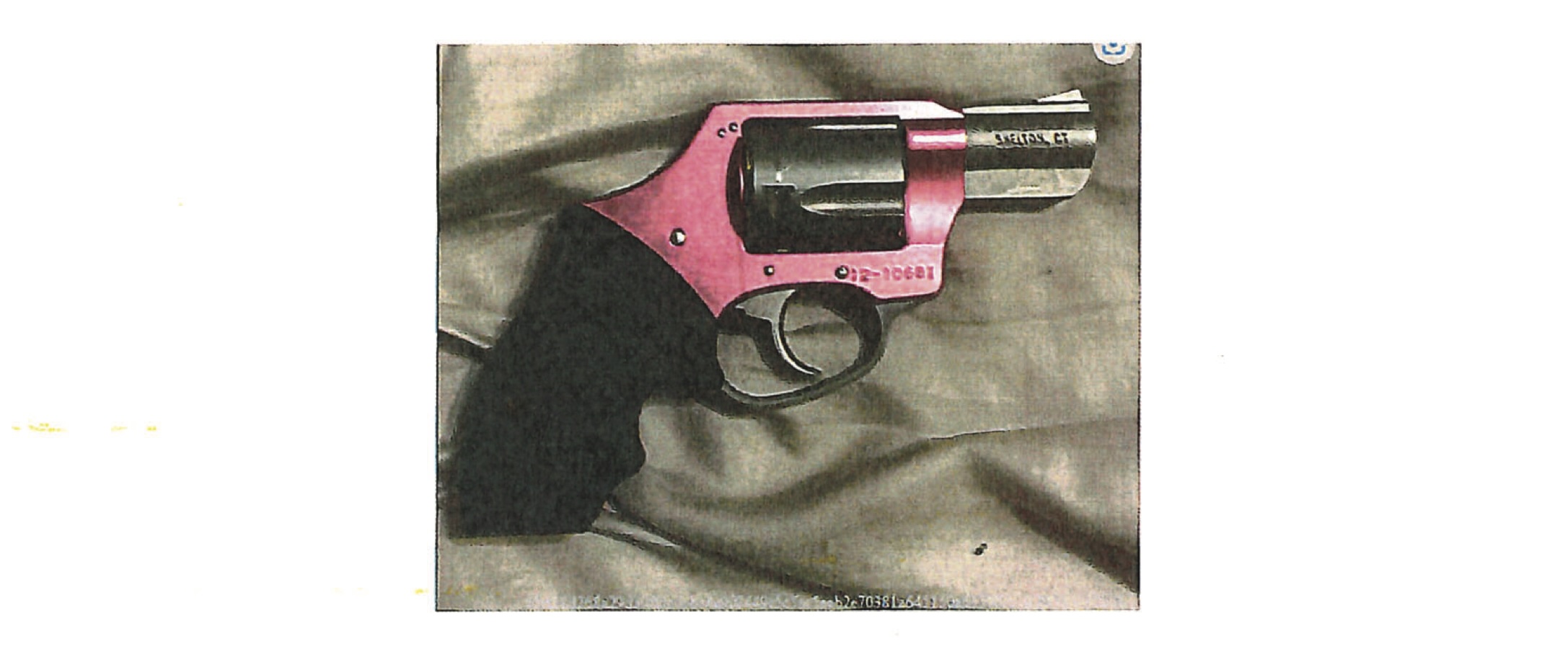 A picture of the pink handgun used by Castro during the Durham robbery.