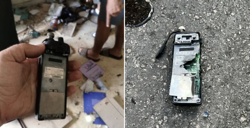 Photo of two exploded radios.