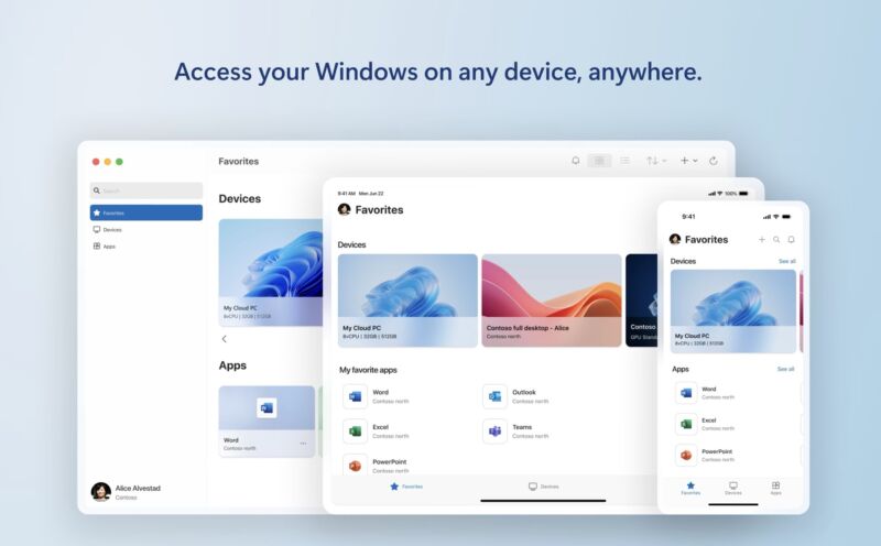 The Windows app works on Windows, macOS, iOS/iPadOS, web browsers, and Android.