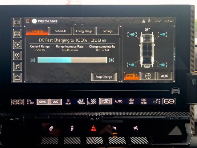 Hummer EV SUV charging screen