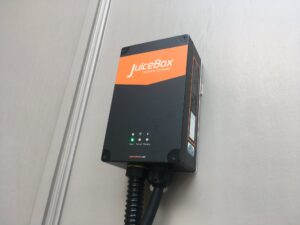 A Juicebox EVSE mounted to a wall