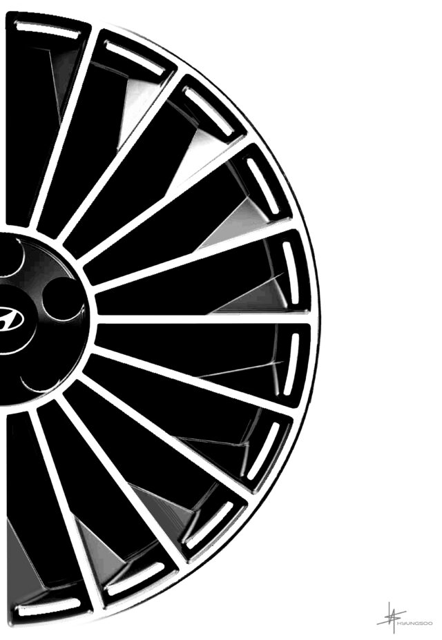 A partial image of a Hyundai multispoke wheel