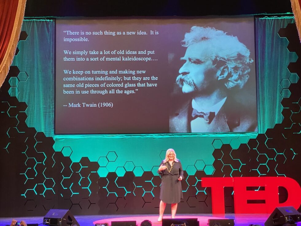 Copyright lawyer Angela Dunning quoted Mark Twain in her talk about fair use and AI.