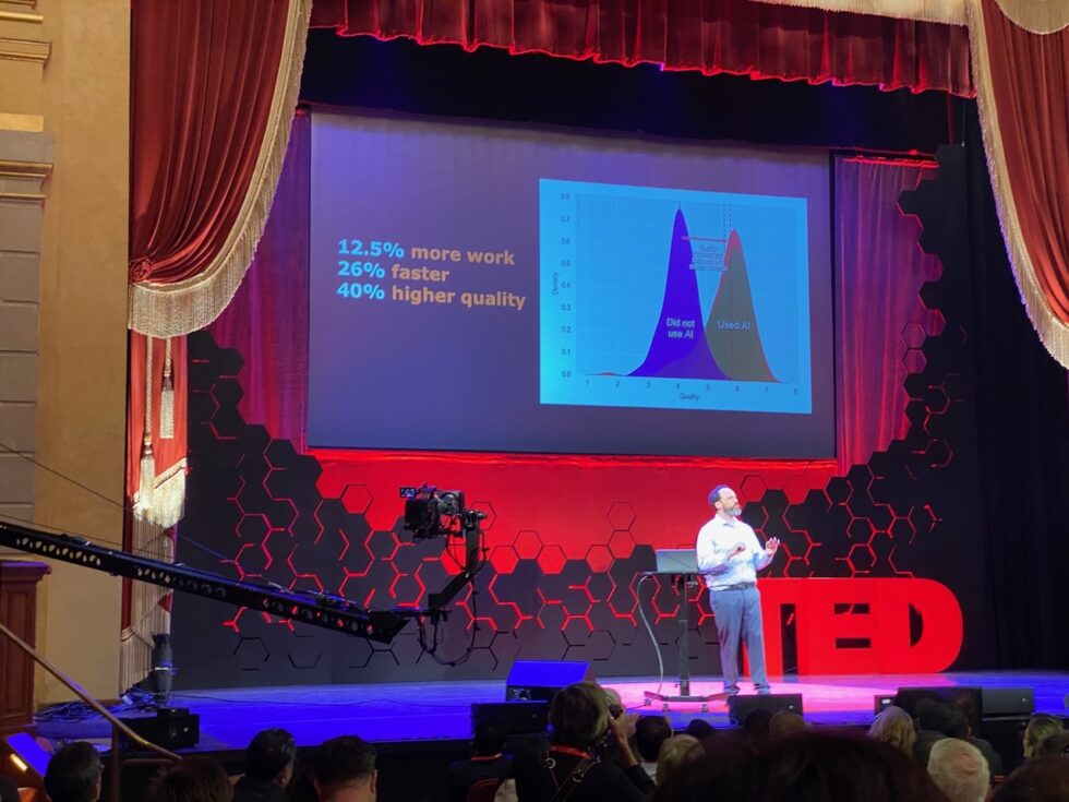 Ethan Mollick presenting at TED AI 2024.