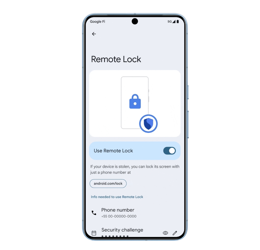 Image of a phone with Remote Lock activated