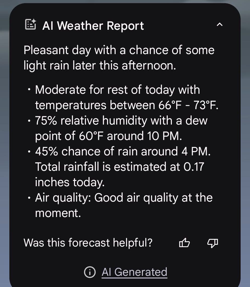 An AI weather report, expanded to read 