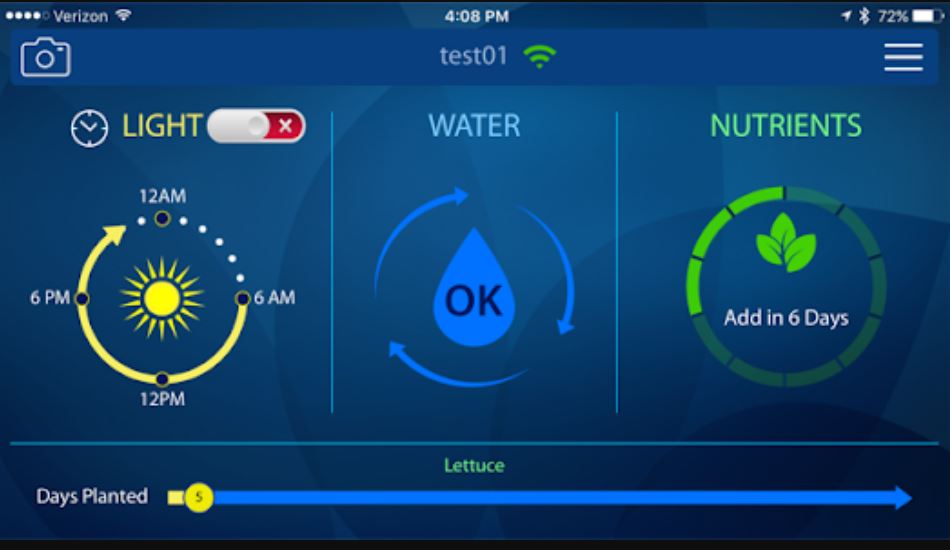 A screenshot from the AeroGarden app.